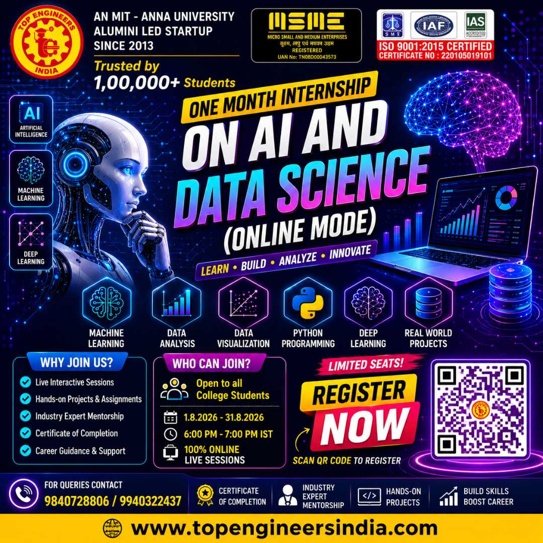 One Month Internship on AI and Data Science (Online Mode) Internship Poster 