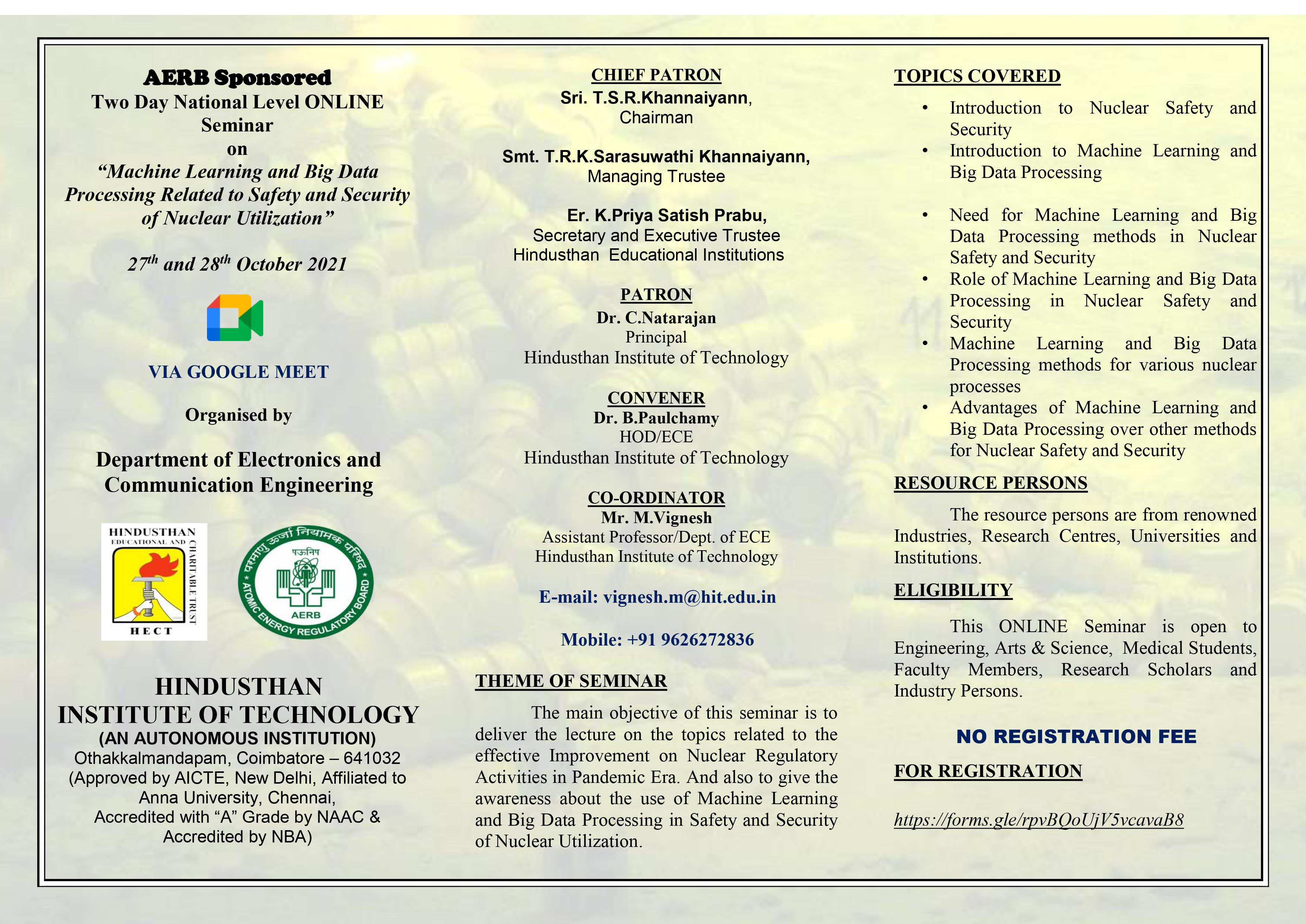 Two Day National Level ONLINE Seminar on Machine Learning and Big Data ...