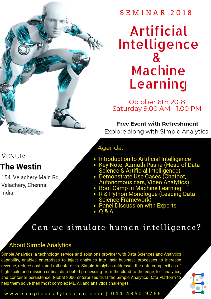 Artificial Intelligence Free Seminar 2018, Simple Analytics Inc ...