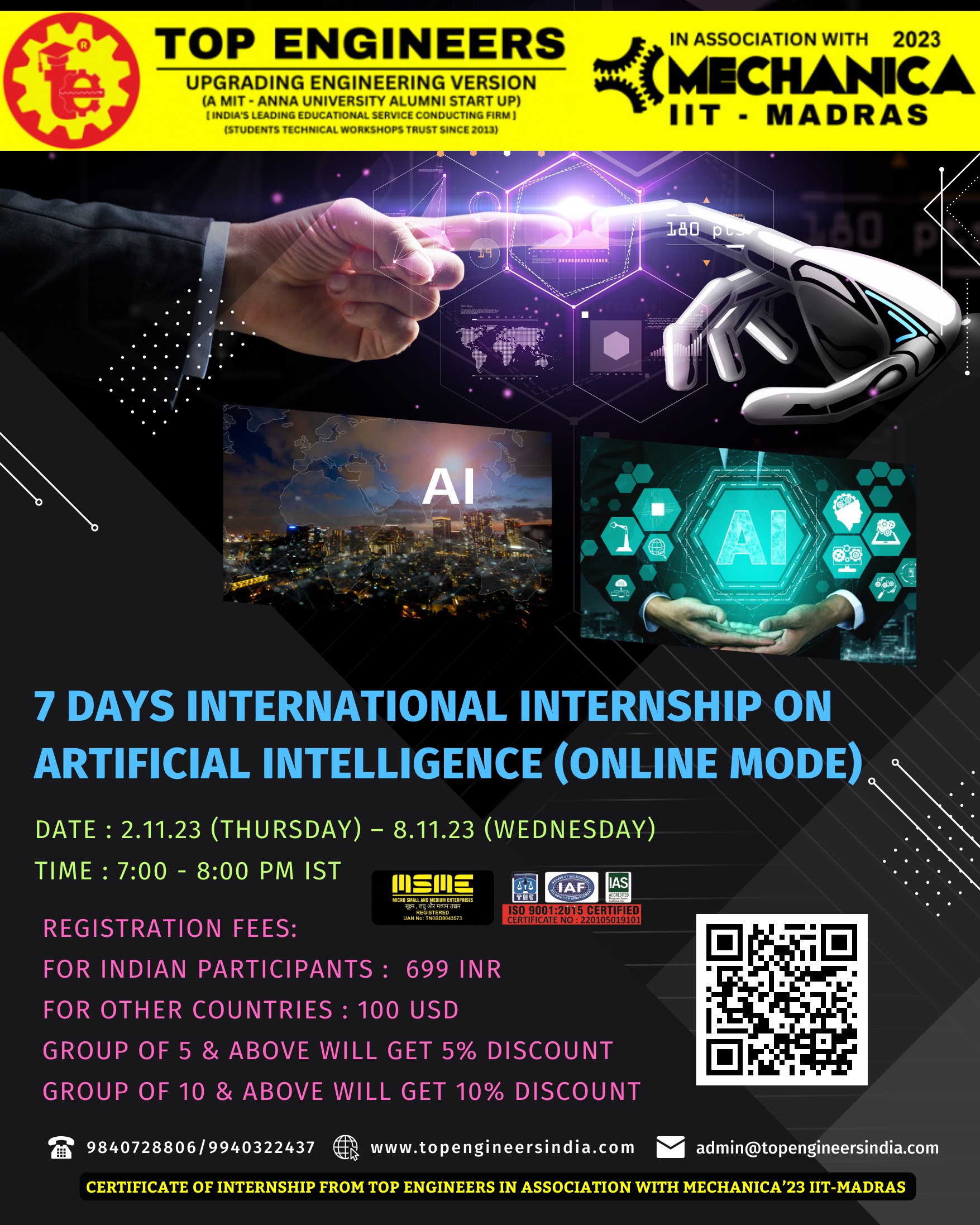 7 Days International Internship on Artificial Intelligence (Online Mode) 2023