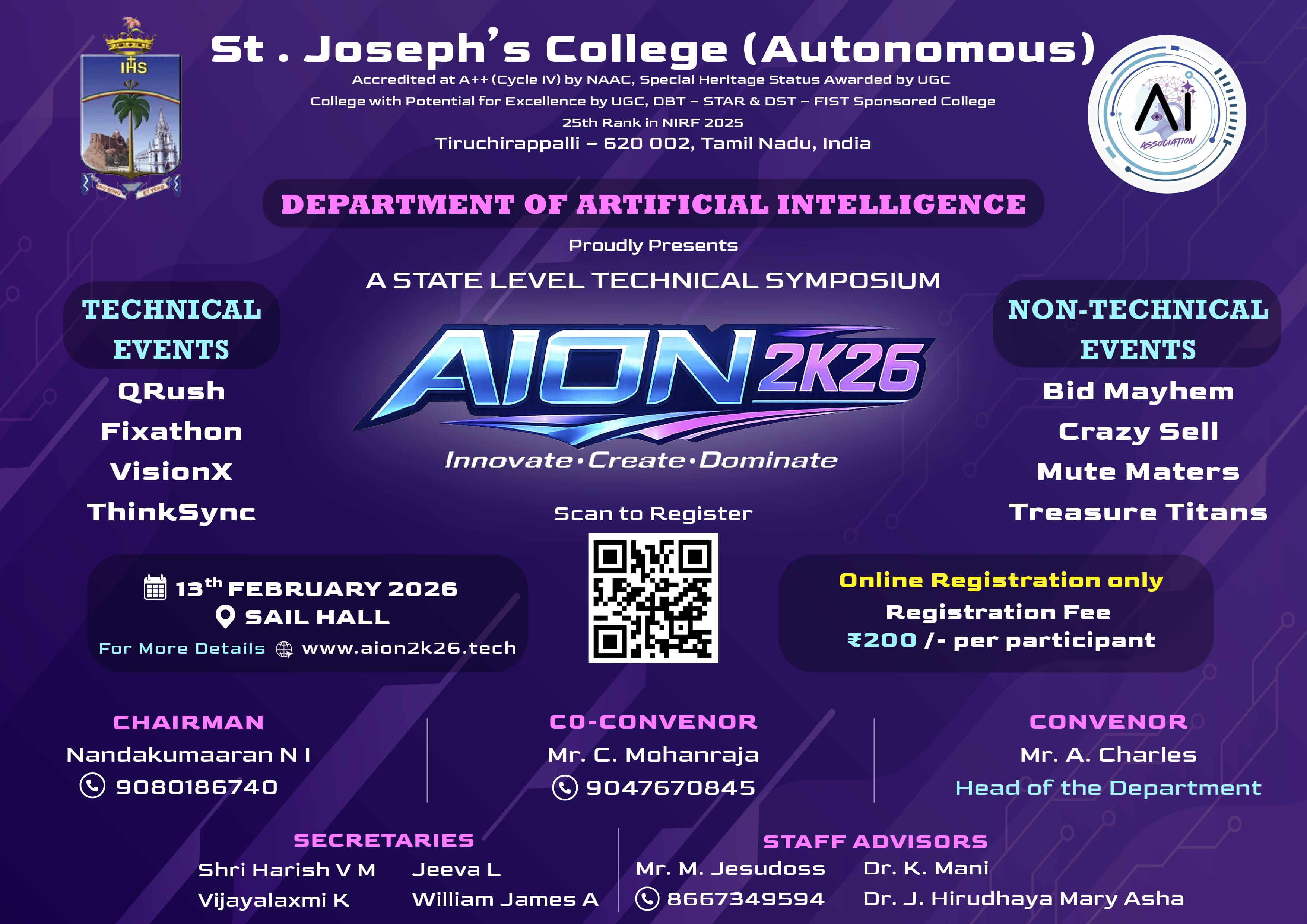 AION 2K26 State Level Technical Symposium Poster 