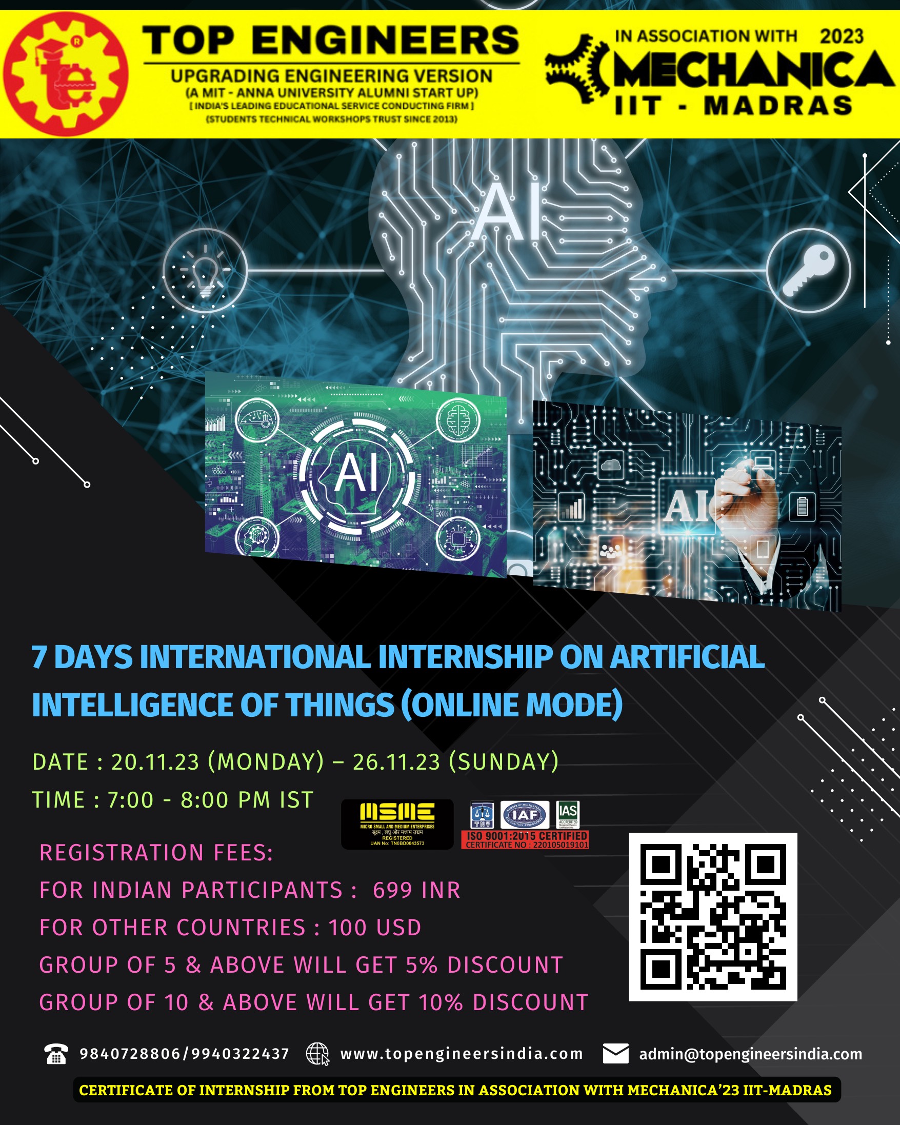 7 Days International Internship on Artificial Intelligence of Things (online Mode) 2023