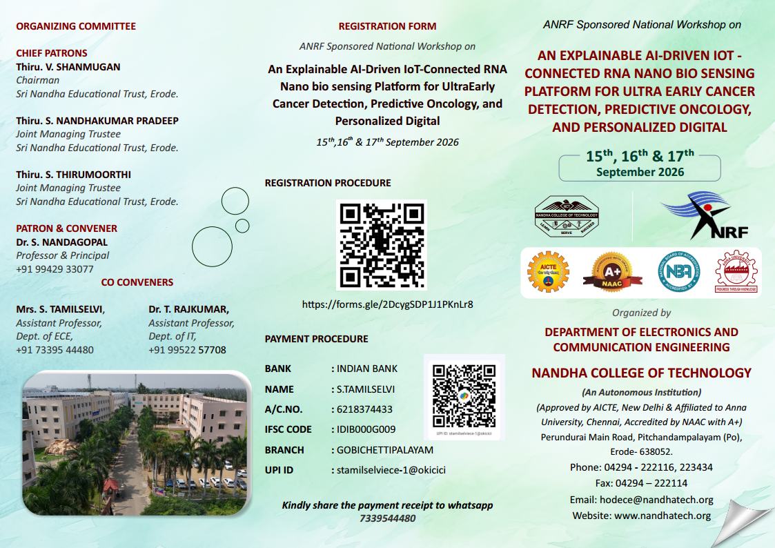 National Workshop on an Explainable AI-driven IoT - Connected Rna Nano Bio Sensing Platform for Ultra Early Cancer Detection, Predictive oncology, and Personalized Digital 2026