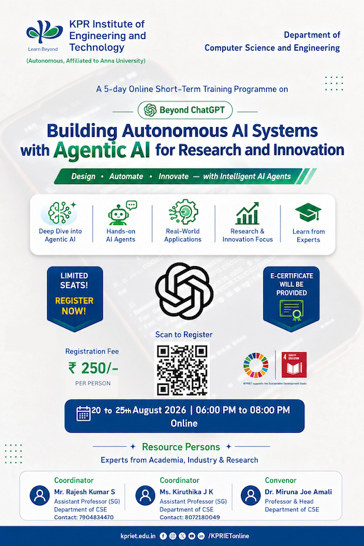 5-Day Online Short-Term Training Programme (STTP) on Building Autonomous AI systems with Agentic AI for research and Innovation