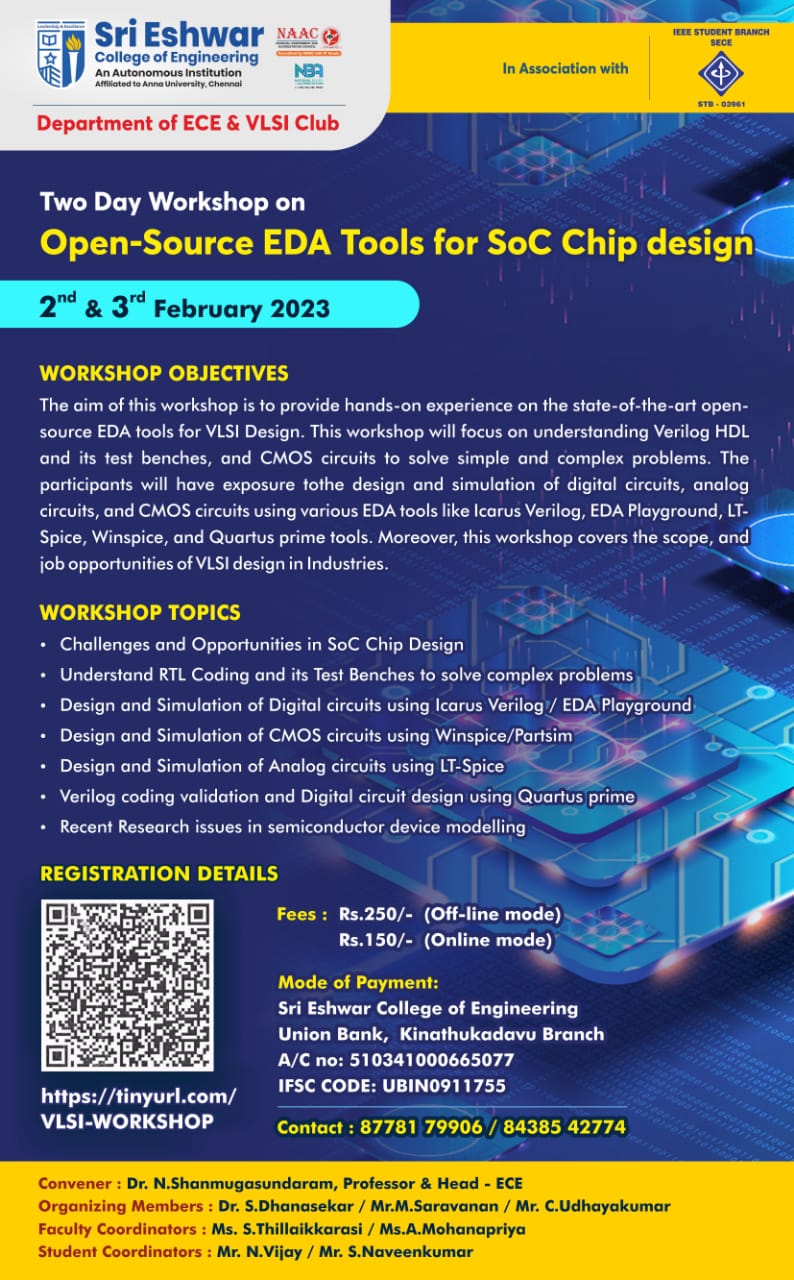 Workshop/ Seminar/ Hands on Training on Open-Source EDA Tools for SOC Chip Design 2023