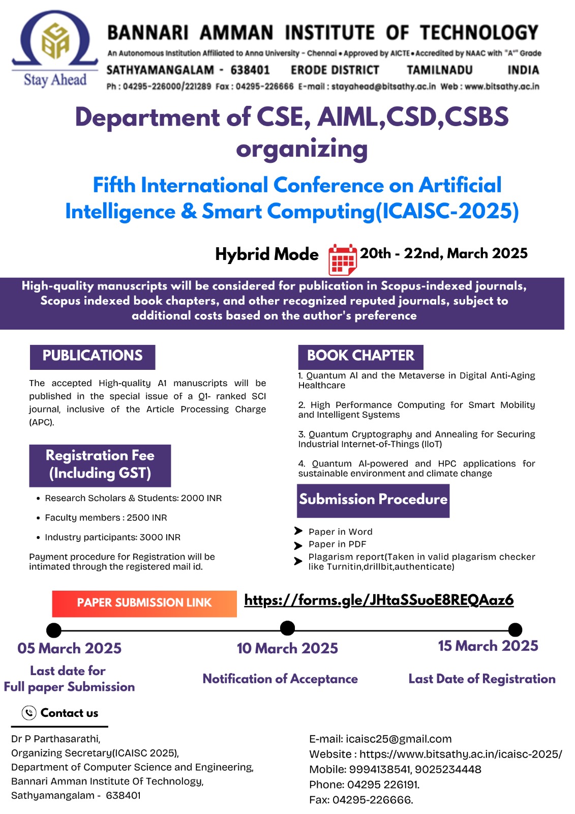 Fifth international Conference on artificial intelligence & Smart Computing (ICAISC-2025)