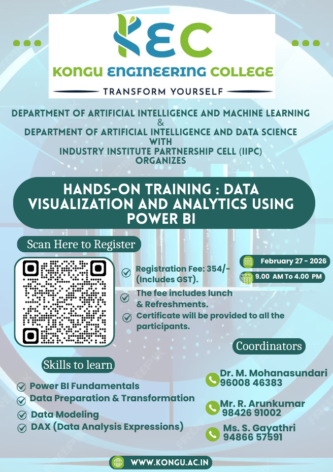 Hands on Training: Data Visualization and Analytics using PowerBI 2026 Workshop Poster 