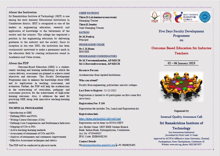 Faculty Development Programme on Outcome Based Education for Inductee Teachers 2023