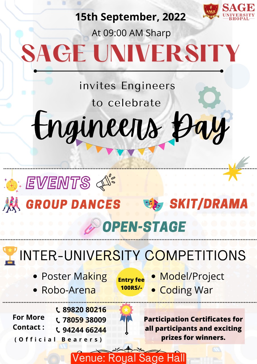 Celebrate Engineers Day | SAGE University Bhopal 2022