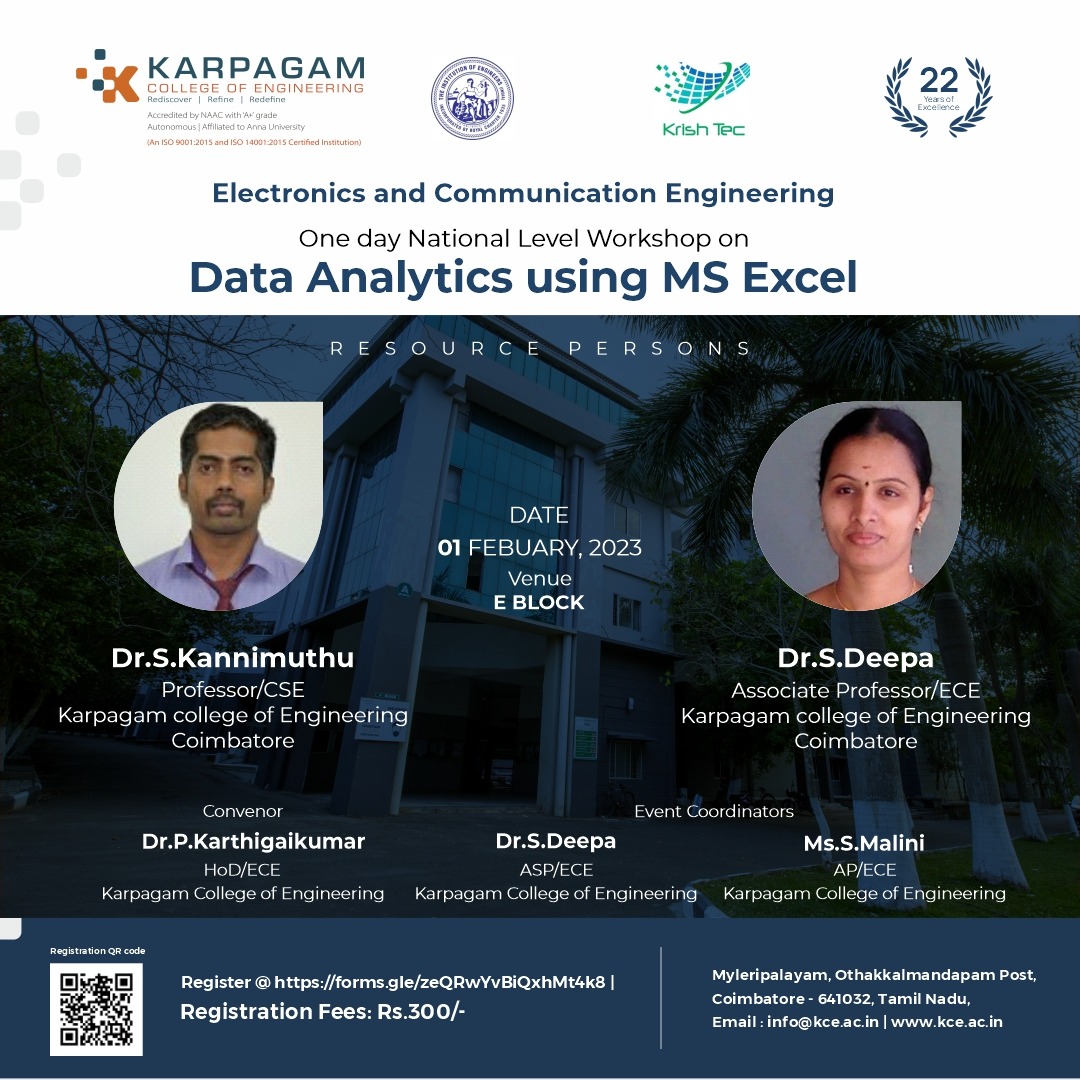 National Level Workshop in Data analytics using MS Excel 2023