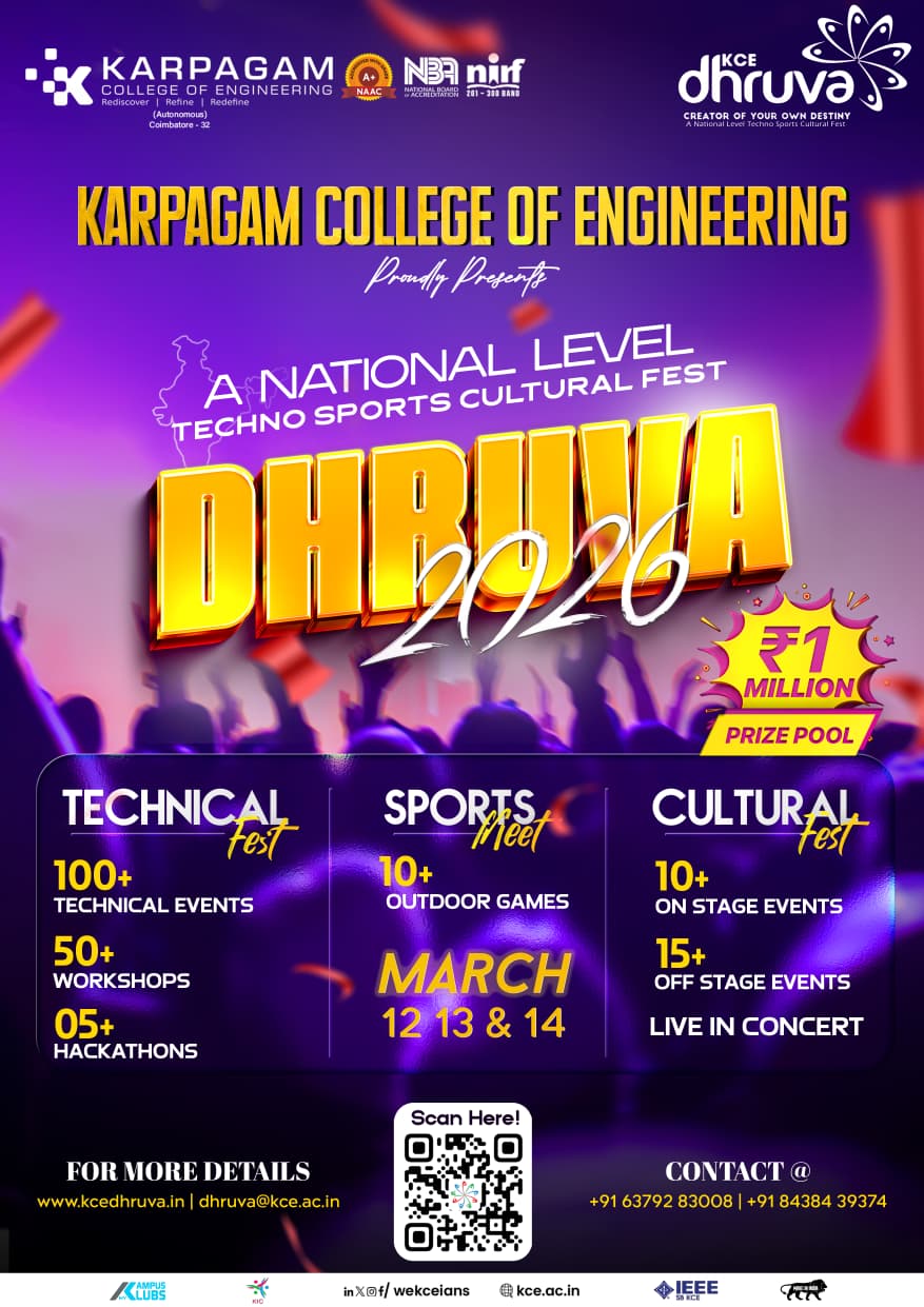 DHRUVA 2K26 Techno-Management and Cultural Fest Poster 