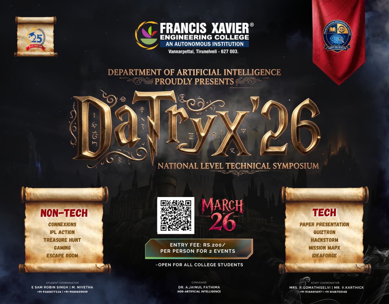 DATRYX'26 National Level Technical Symposium Poster 