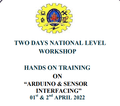 2 Days Workshop Titled Hands on Training on Arduino and Sensor Interfacing 2022