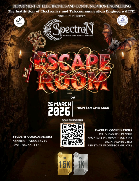 Spectron 2026 - Escape Room National Level Technical Symposium Poster 
