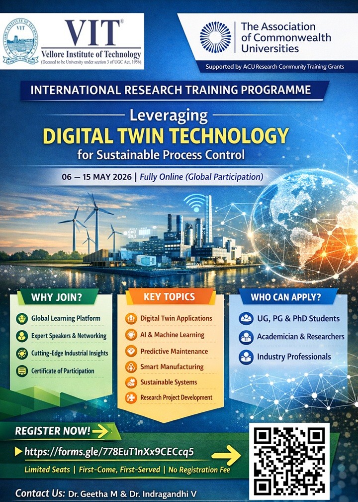 International Research Training Programme on Leveraging Digital Twin Technology for Sustainable Process Control Training Program Poster 
