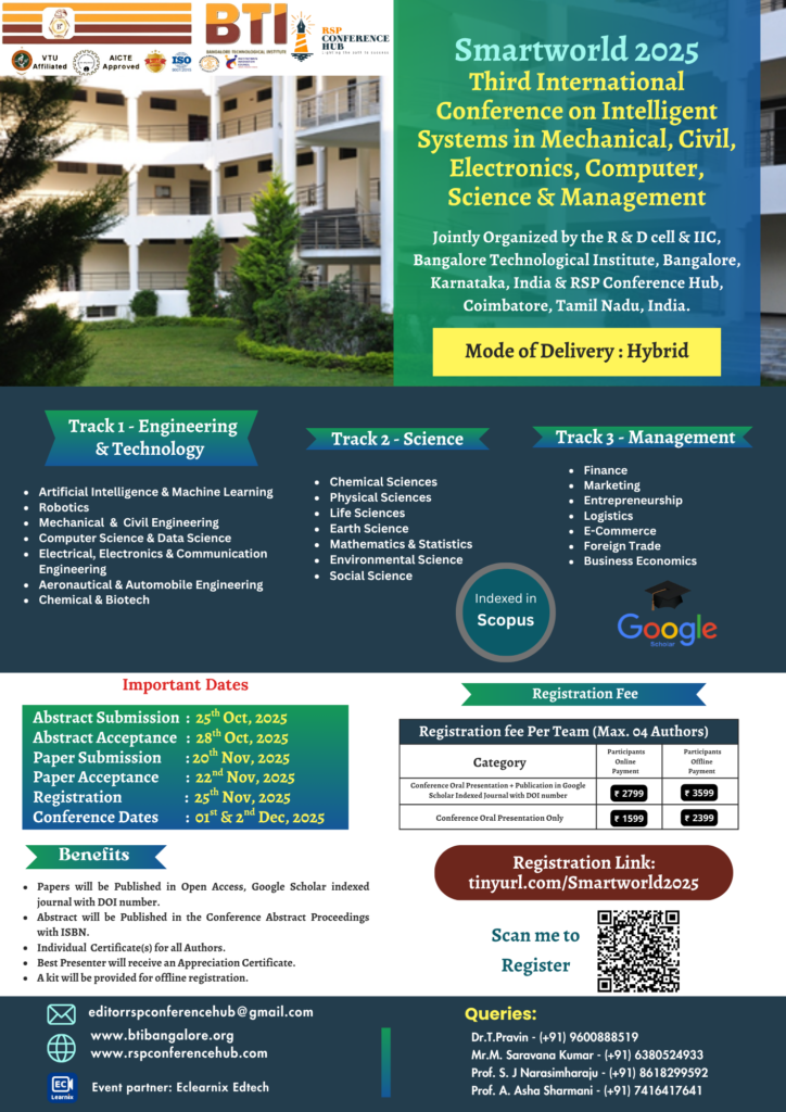 Third International Conference on Intelligent Systems in Mechanical, Civil, Electronics, Computer, Science & Management 2025