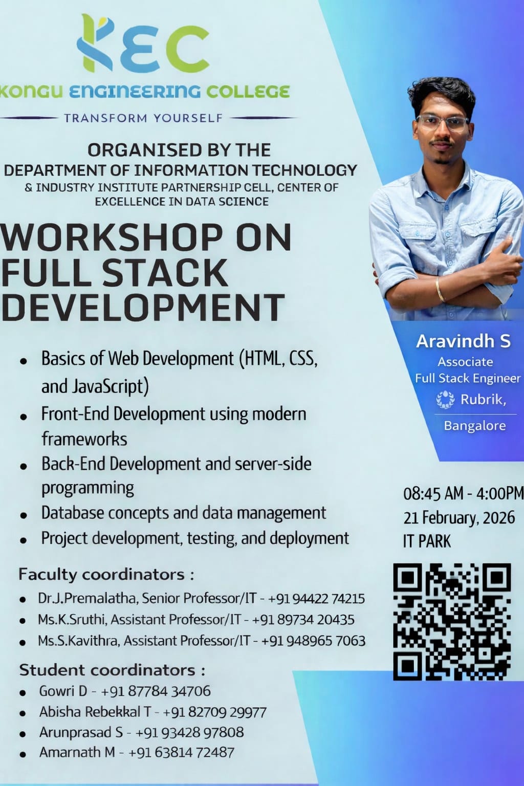 IIPC workshop on Full Stack Development 2026, Kongu Engineering College ...