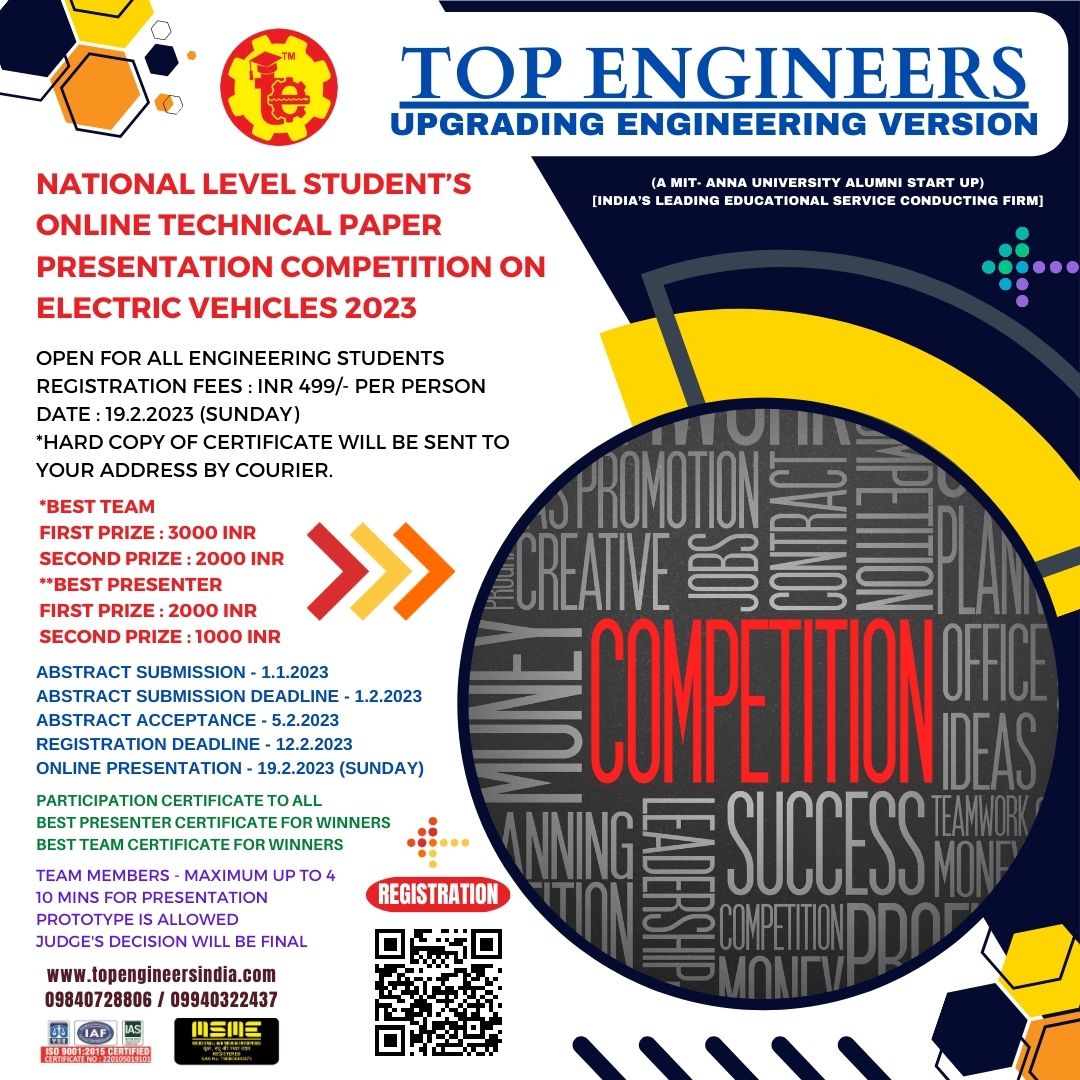 National Level Students Online Technical Paper Presentation Competition on Electric Vehicles 2023