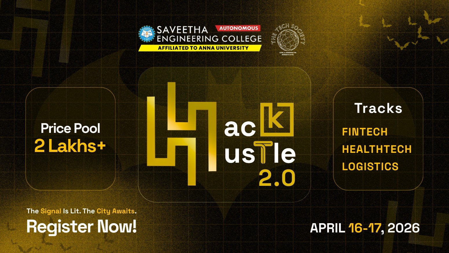 HACKHUSTLE 2.0 Hackathon Poster 