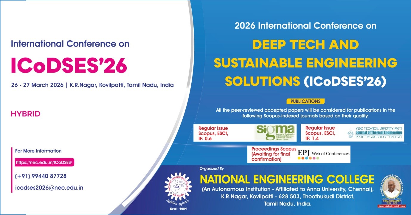 International Conference on Deep Tech and Sustainable Engineering Solutions (ICoDSES-2026)