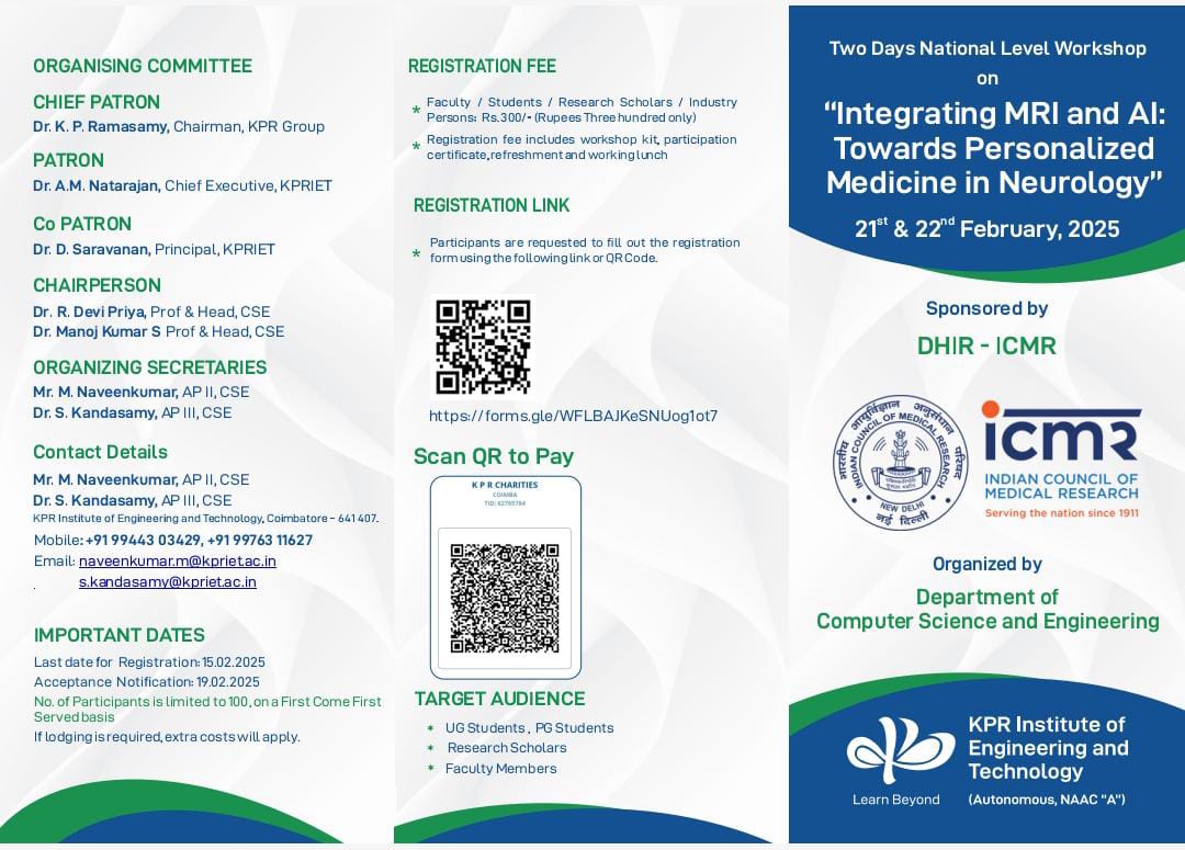Two Days National Level Workshop on Integrating MRI and AI: Towards Personalized Medicine in Neurology 2025
