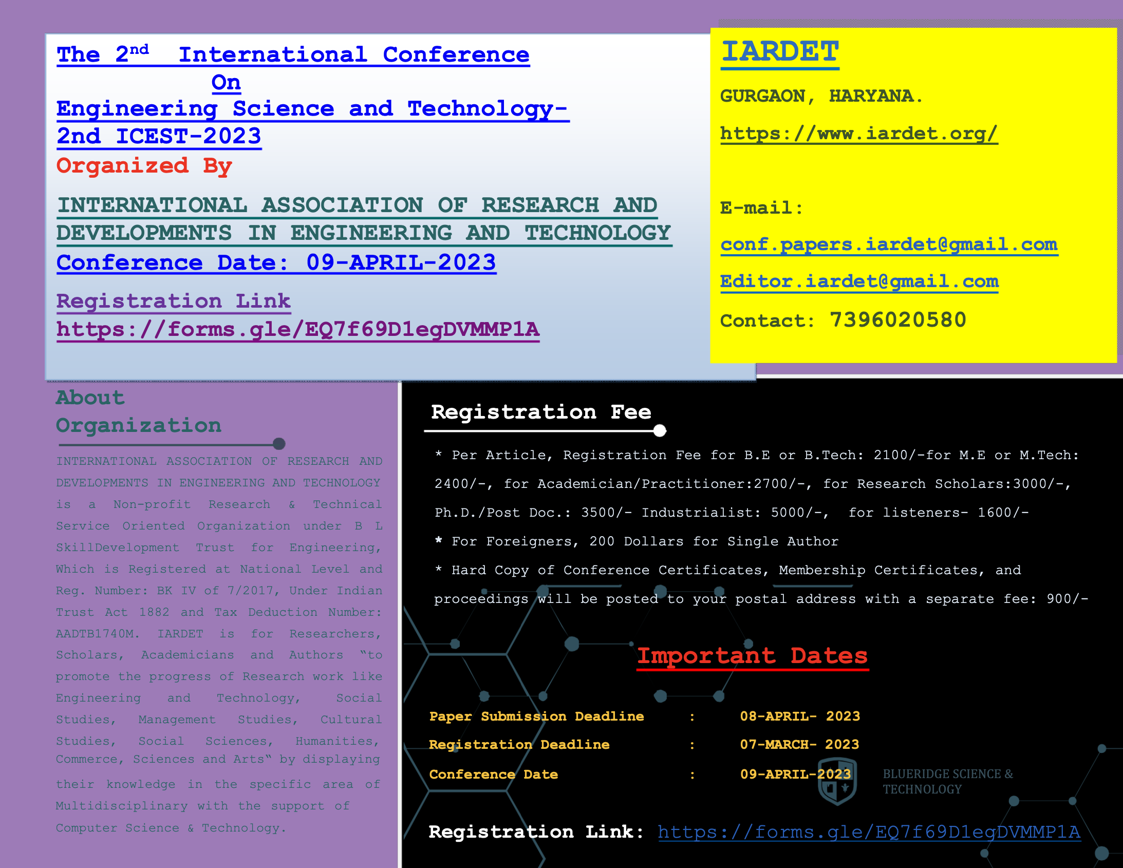 The 2nd International Conference on Engineering Science and Technology-2nd ICEST-2023