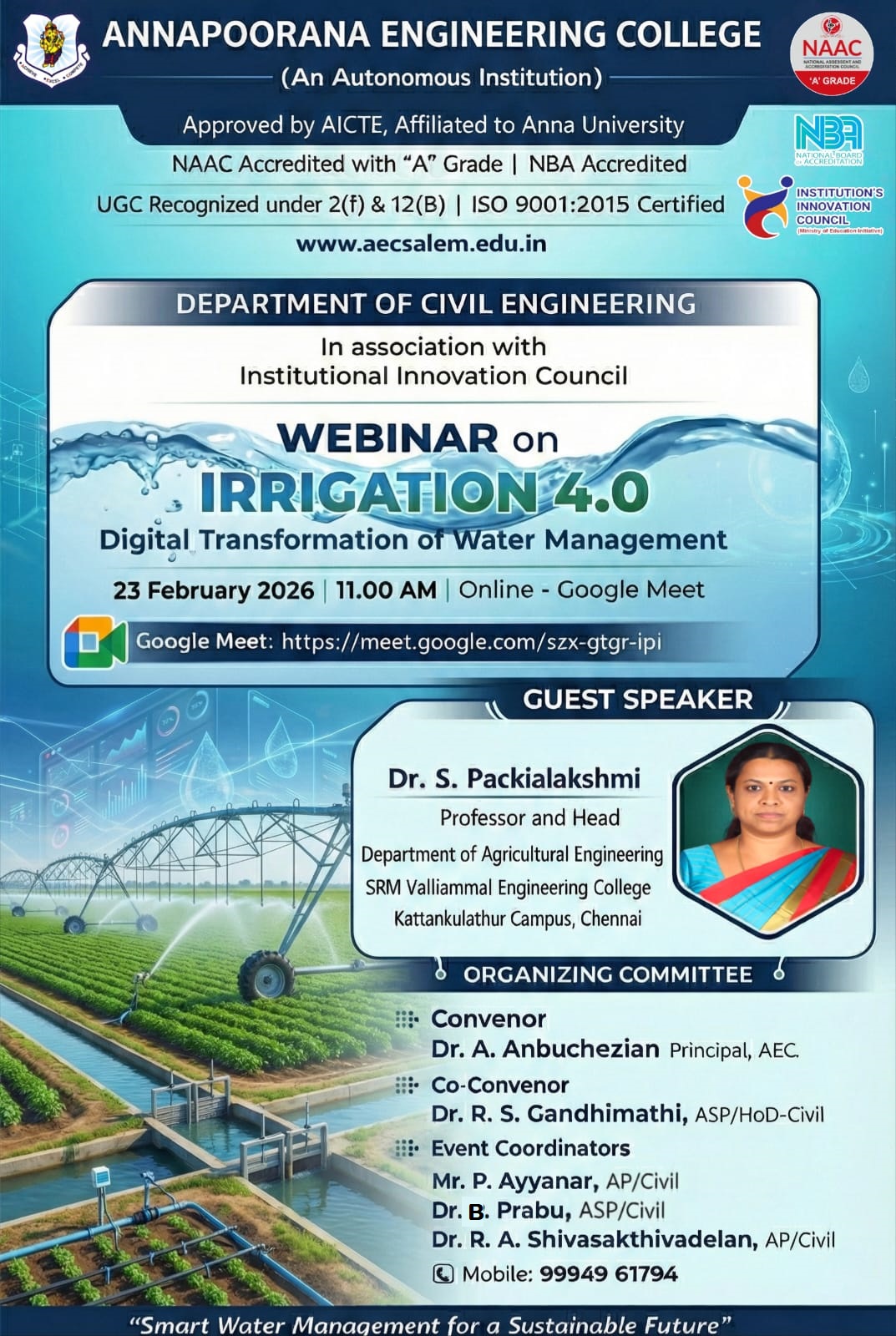 Online Webinar on Irrigation 4.0: Digital Transformation of Water Management 2026