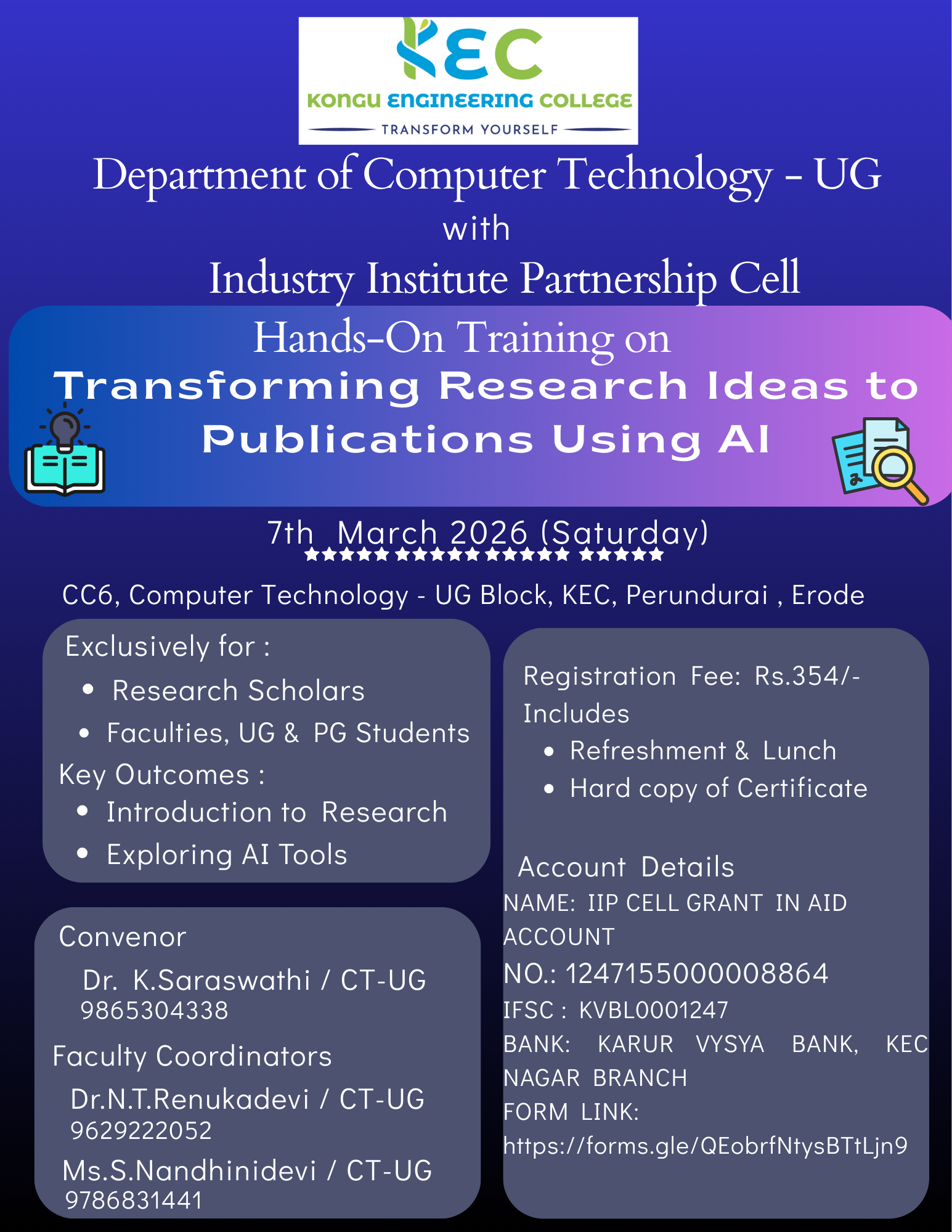 Hands-on Training on Transforming Research Ideas to Publications 2026