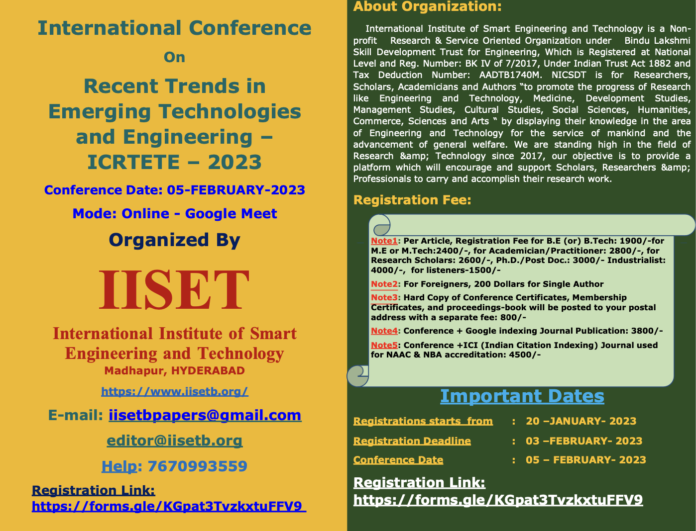 International Conference On Recent Trends in Emerging Technologies and Engineering ICRTETE 2023