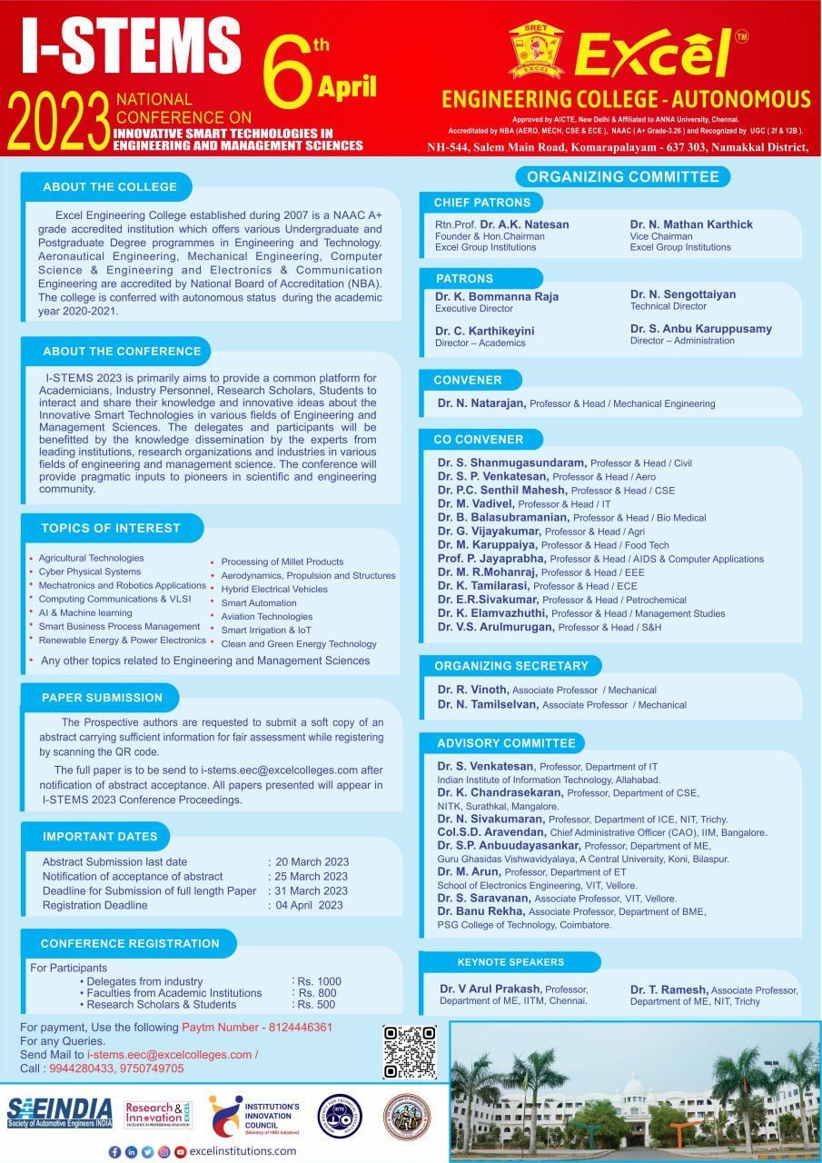 Innovative Smart Technologies in Engineering and Management Sciences i-stems 2023