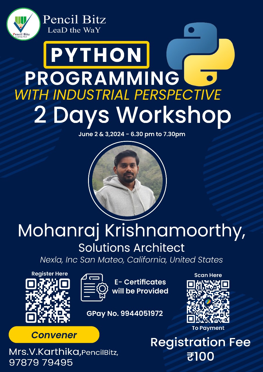 Two Days Online Workshop on Python Programming with Industrial Perspective 2024