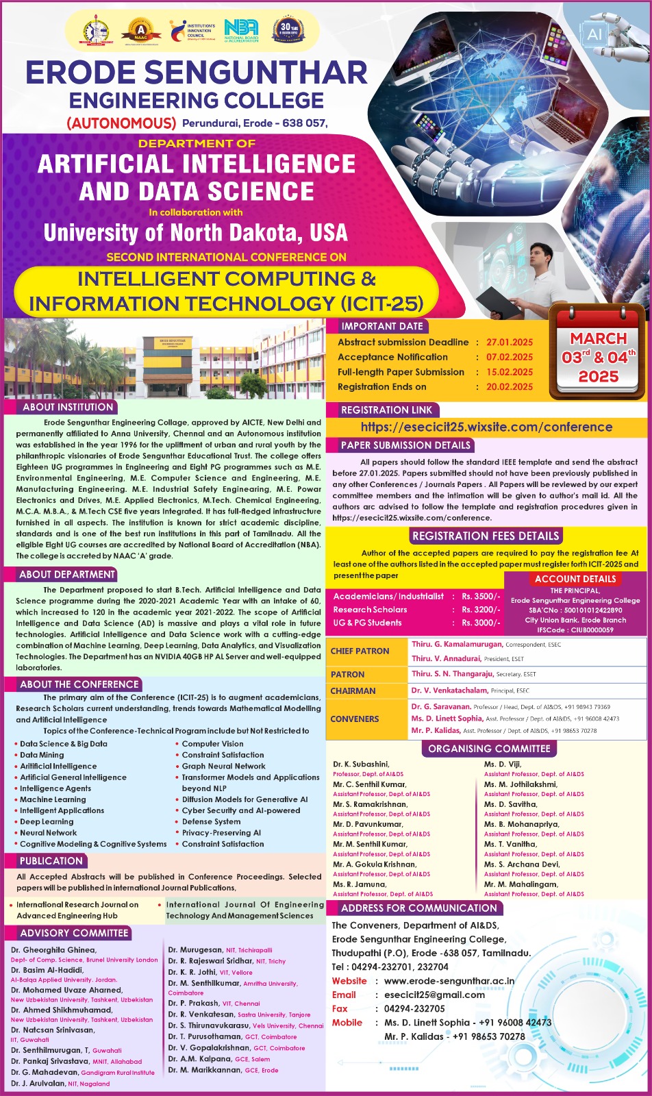 Second International Conference on Intelligent Computing and information Technology(ICIT-25)