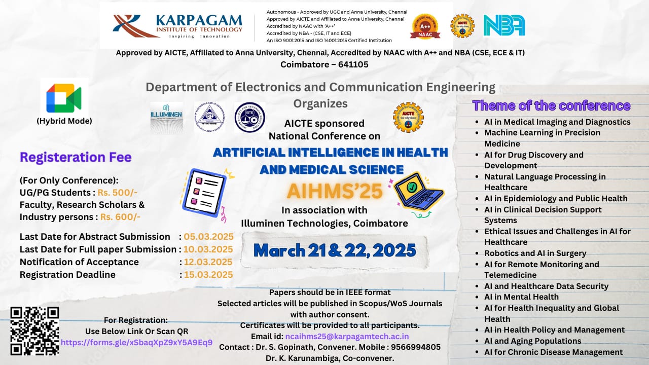 National Conference on Artificial intelligence in Health and Medical Science AIHMS'25