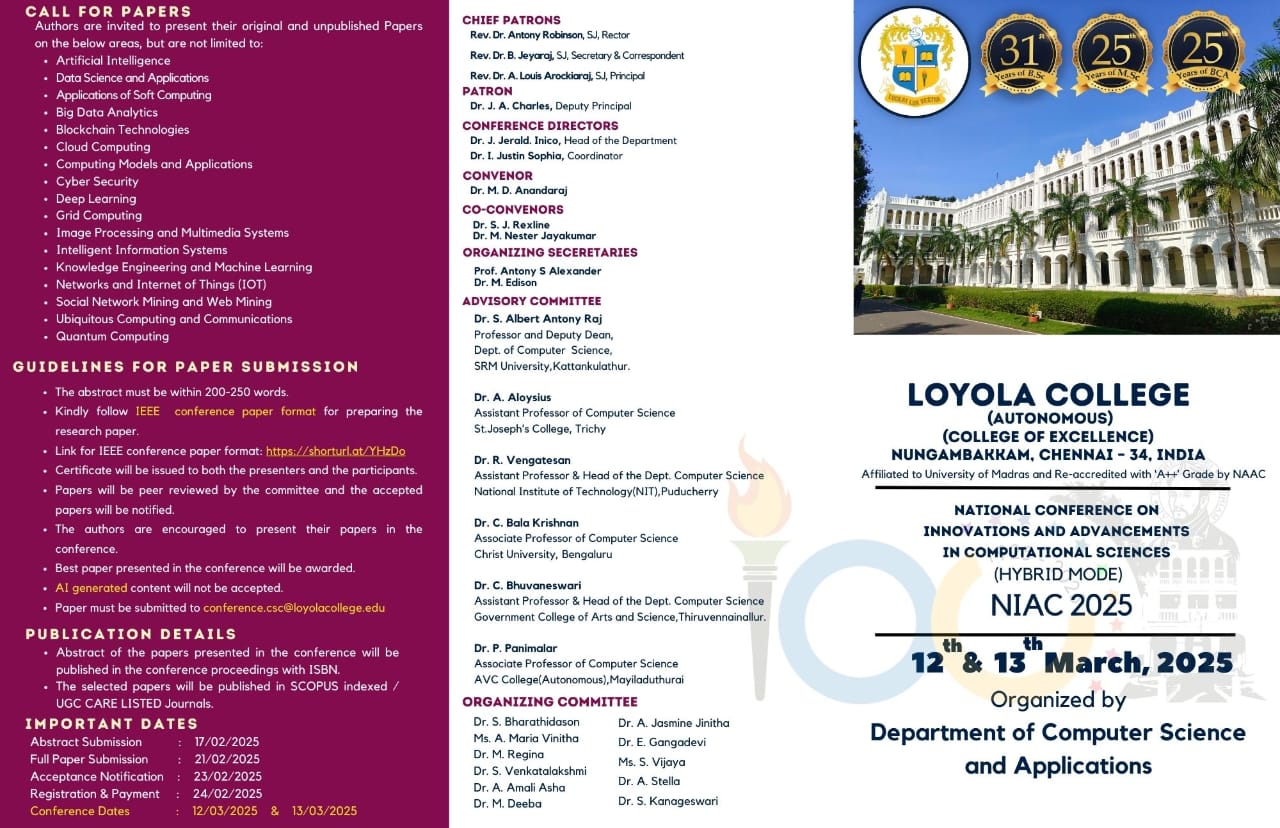 Two Days National Conference on innovations and advancement in Computational Sciences NIAC 2025