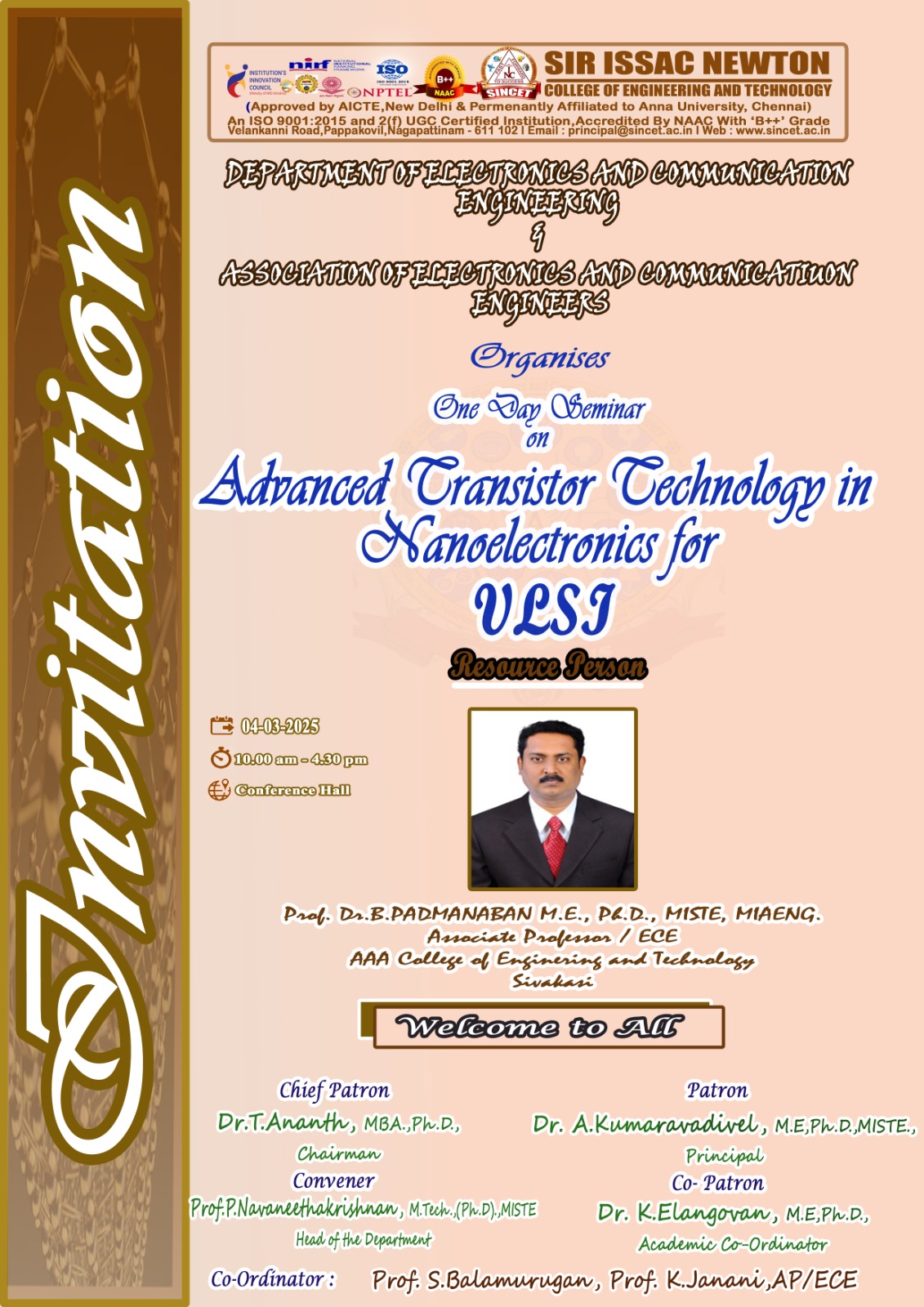 Saminar on Advanced transistor technology in nanoelectronics for VLSI 2025