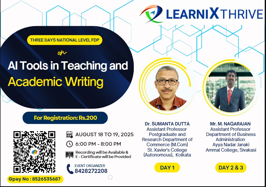 Three Days National Level FDP on AI in Teaching and Academic Writing 2025