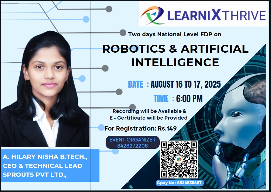 Two Days National Level FDP on Robotics and Artificial Intelligence with Industrial perspective 2025