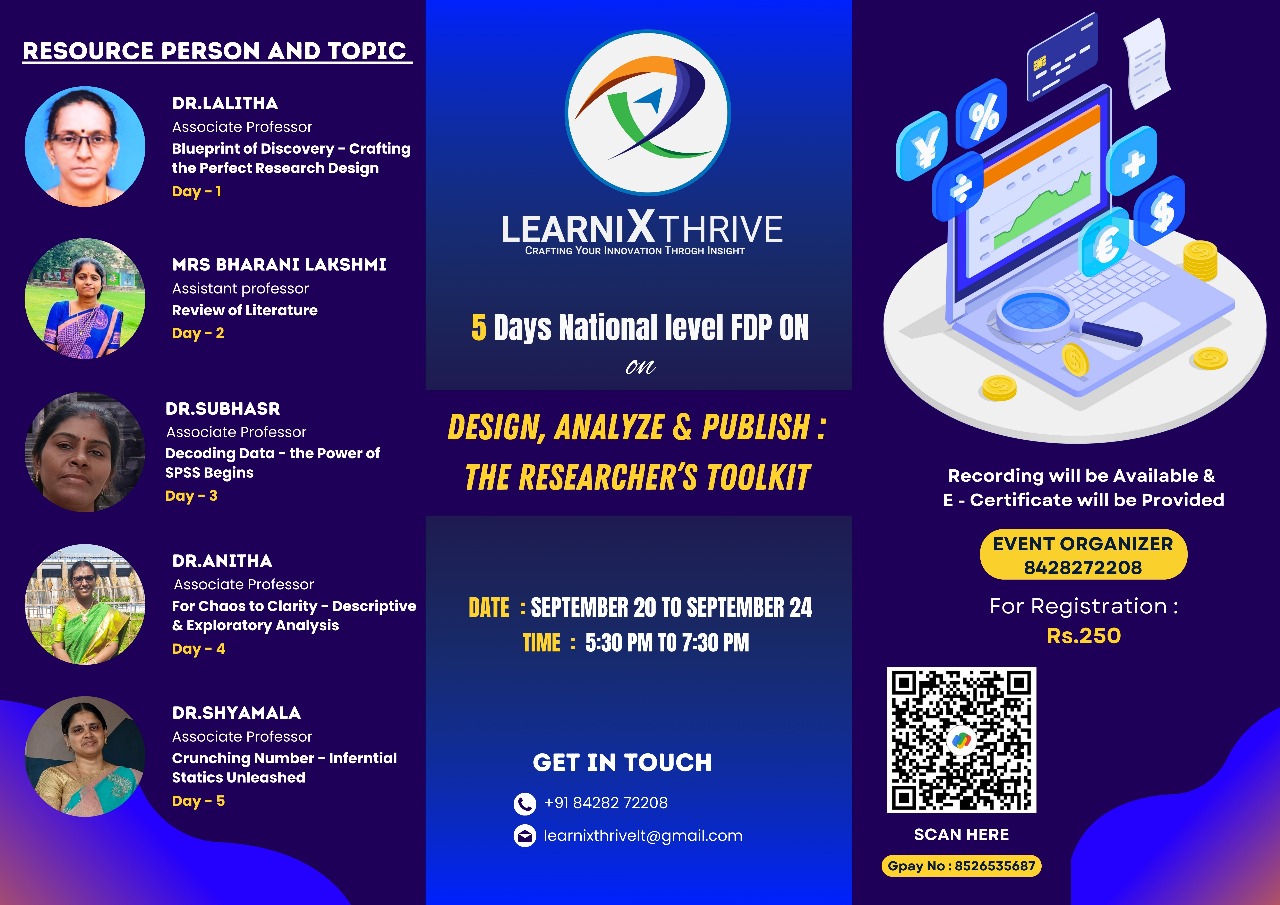 Five Days National Level FDP on Research Paper Writing and Publishing with AI Tools (Design,Analyze and Publish: The Researcher's Toolkit 2025