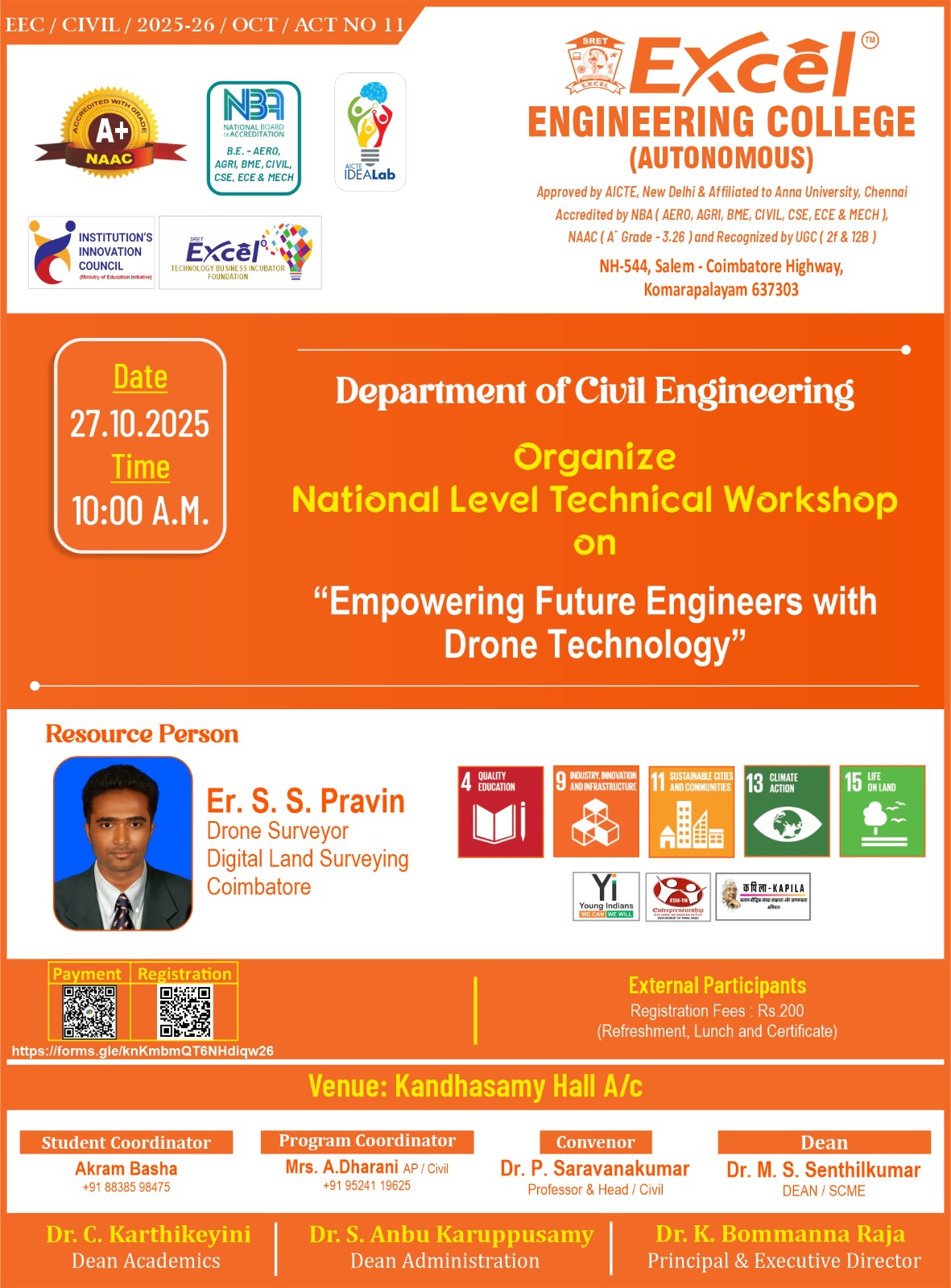 National Level Technical Workshop on Empowering Future Engineers with Drone Technology 2025