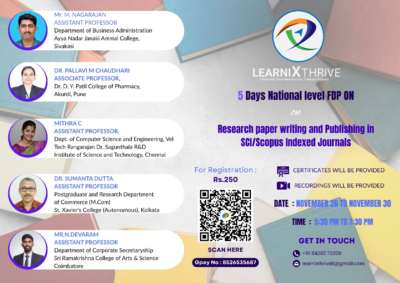 Five Days National Level FDP on Research Paper Writing and Publishing in SCI/Scopus Indexed Journals 2025