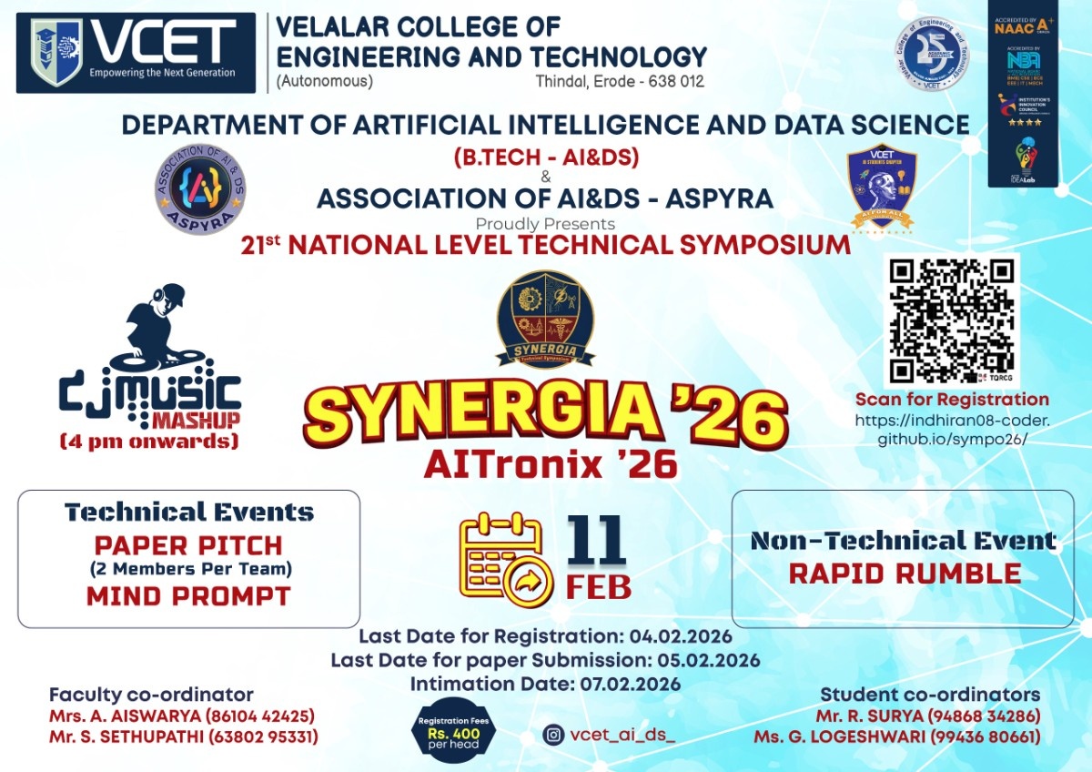 SYNERGIA'26-AITRONIX National Level Technical Symposium Poster 