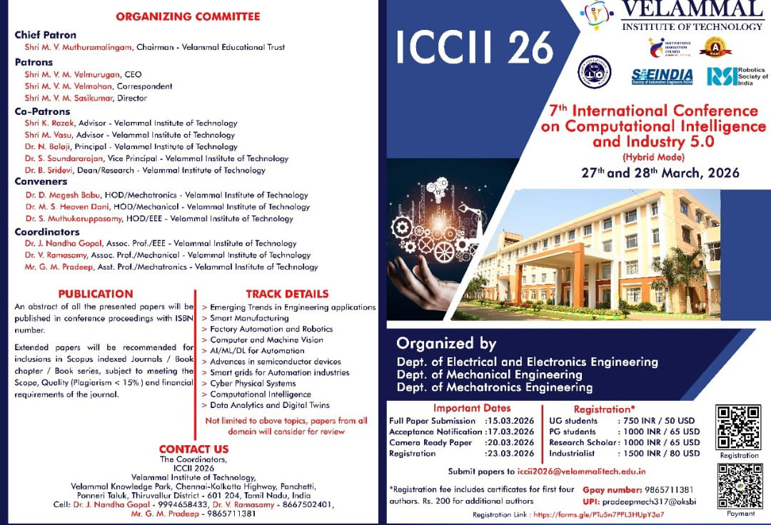 7th international conference on computational intelligence and industry 5.0 ICCII26 International Conference Poster 