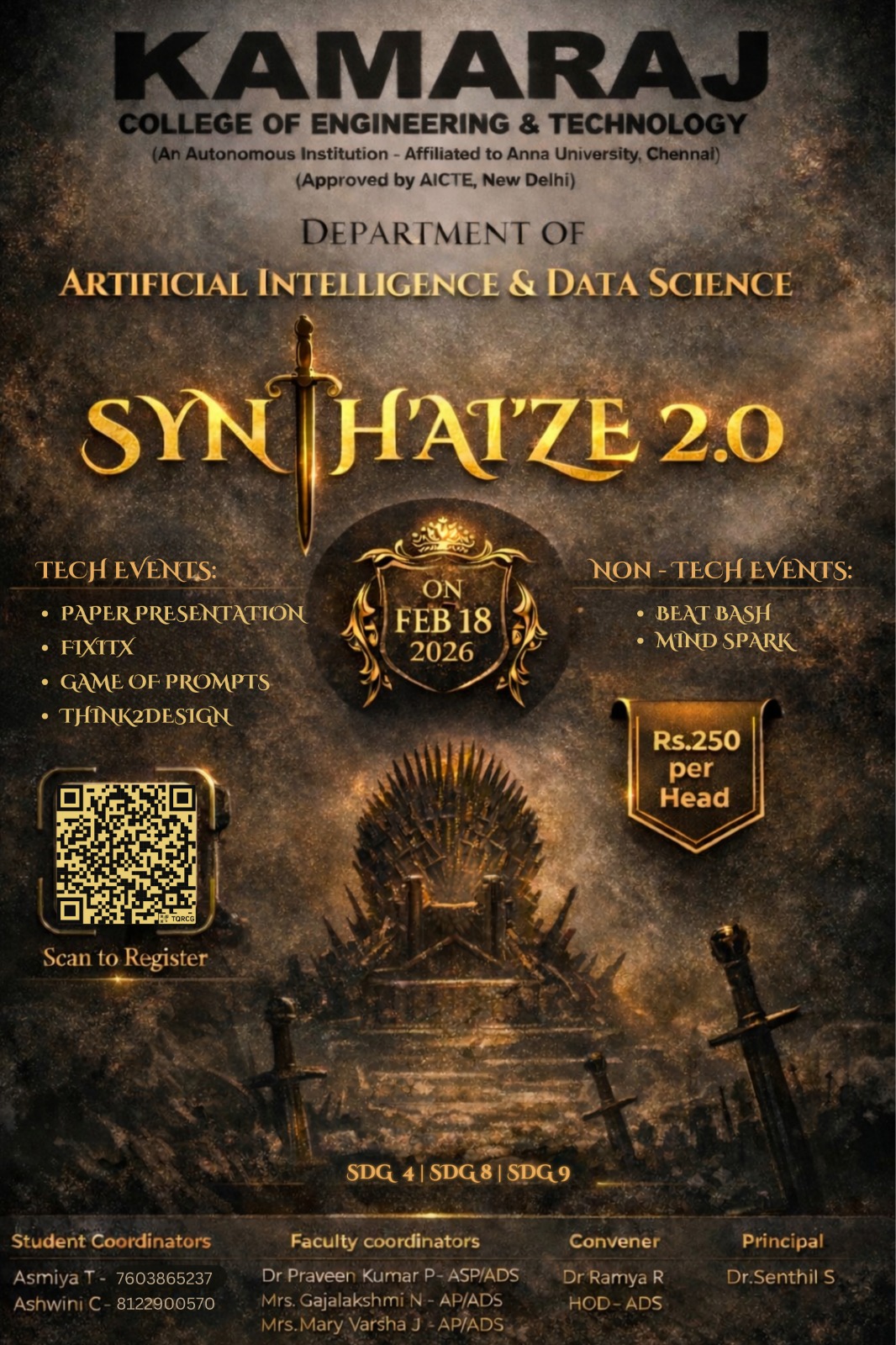 Synth'Ai'ze 2026 National Level Technical Symposium Poster 