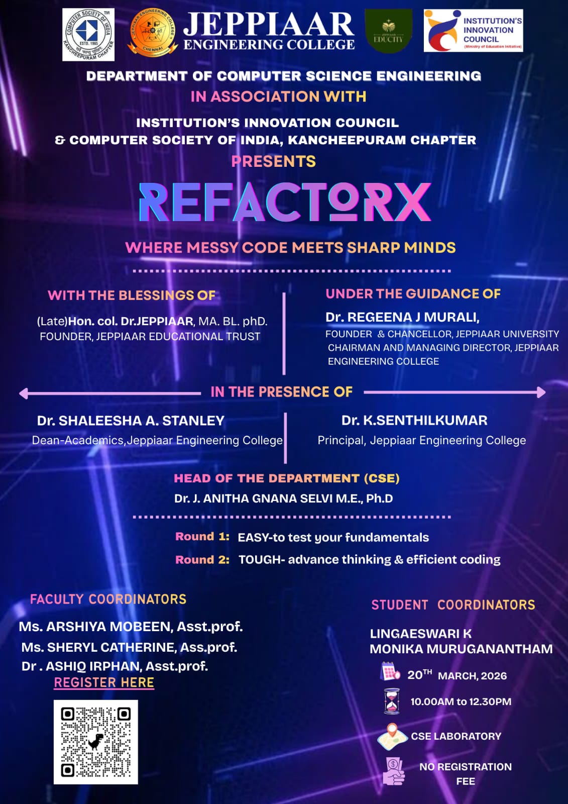 RefactorX 2026 Coding Contest Poster 