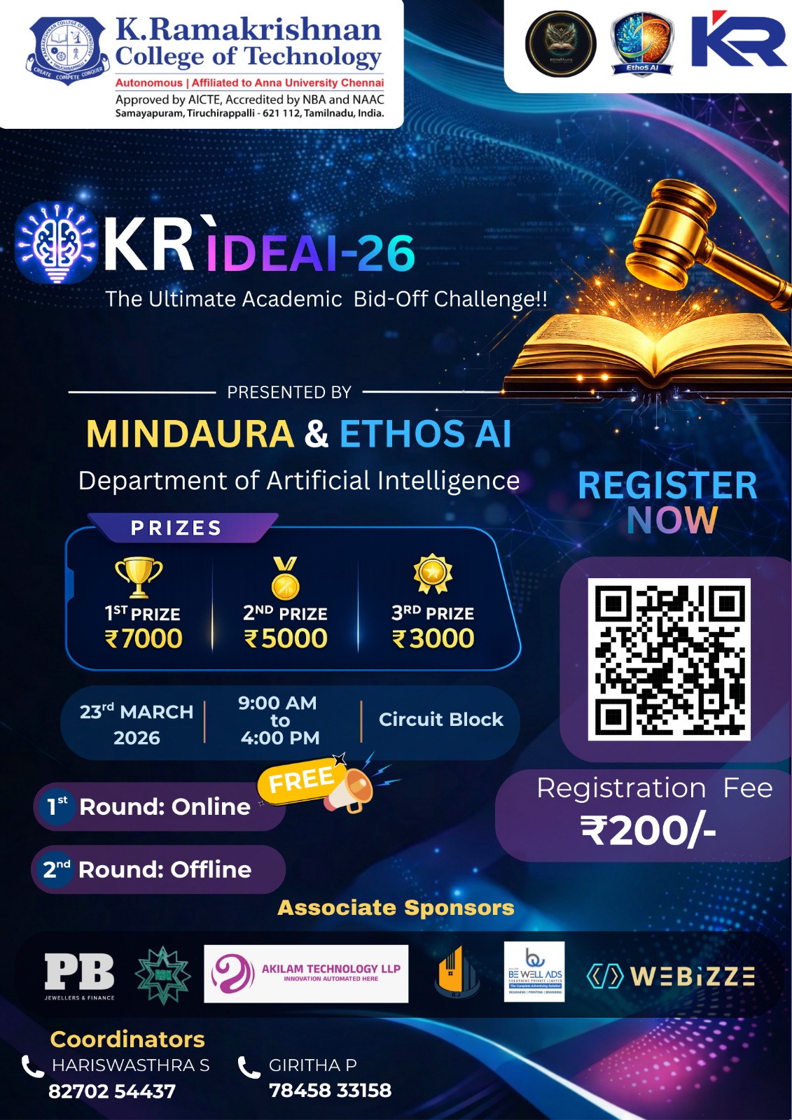 kR IDEAI'26 Ideathon and Paper Presentation Event Poster 