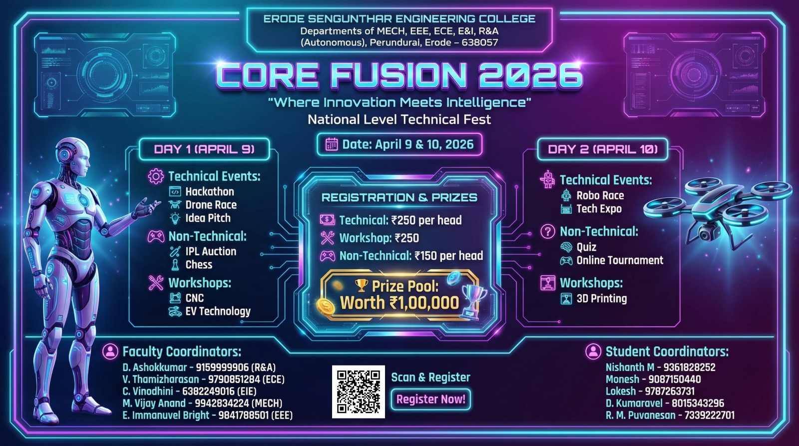 Core Fusion 2026 National Level Technical Fest Poster 