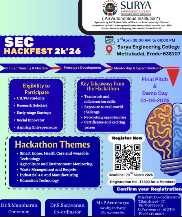 SEC HACKFEST2k'26 Hackathon Poster 
