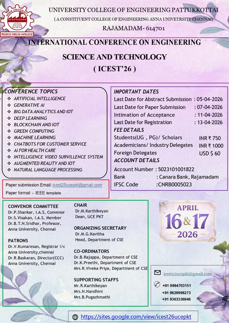 International Conference On Engineering Science and Technology 2026 International Conference Poster 