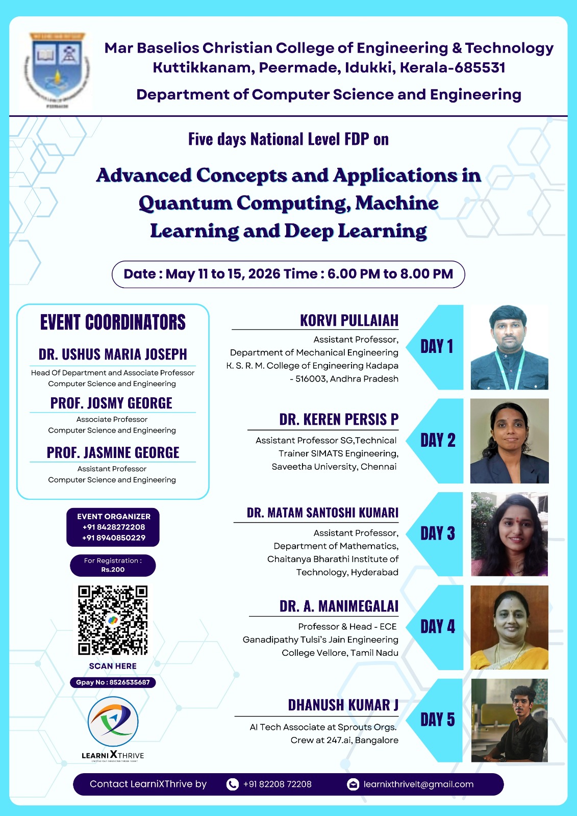 Five Days National Level FDP (Online) on Advanced Concepts and Applications in Quantum Computing, Machine Learning and Deep Learning 2026 Faculty Development Program Poster 