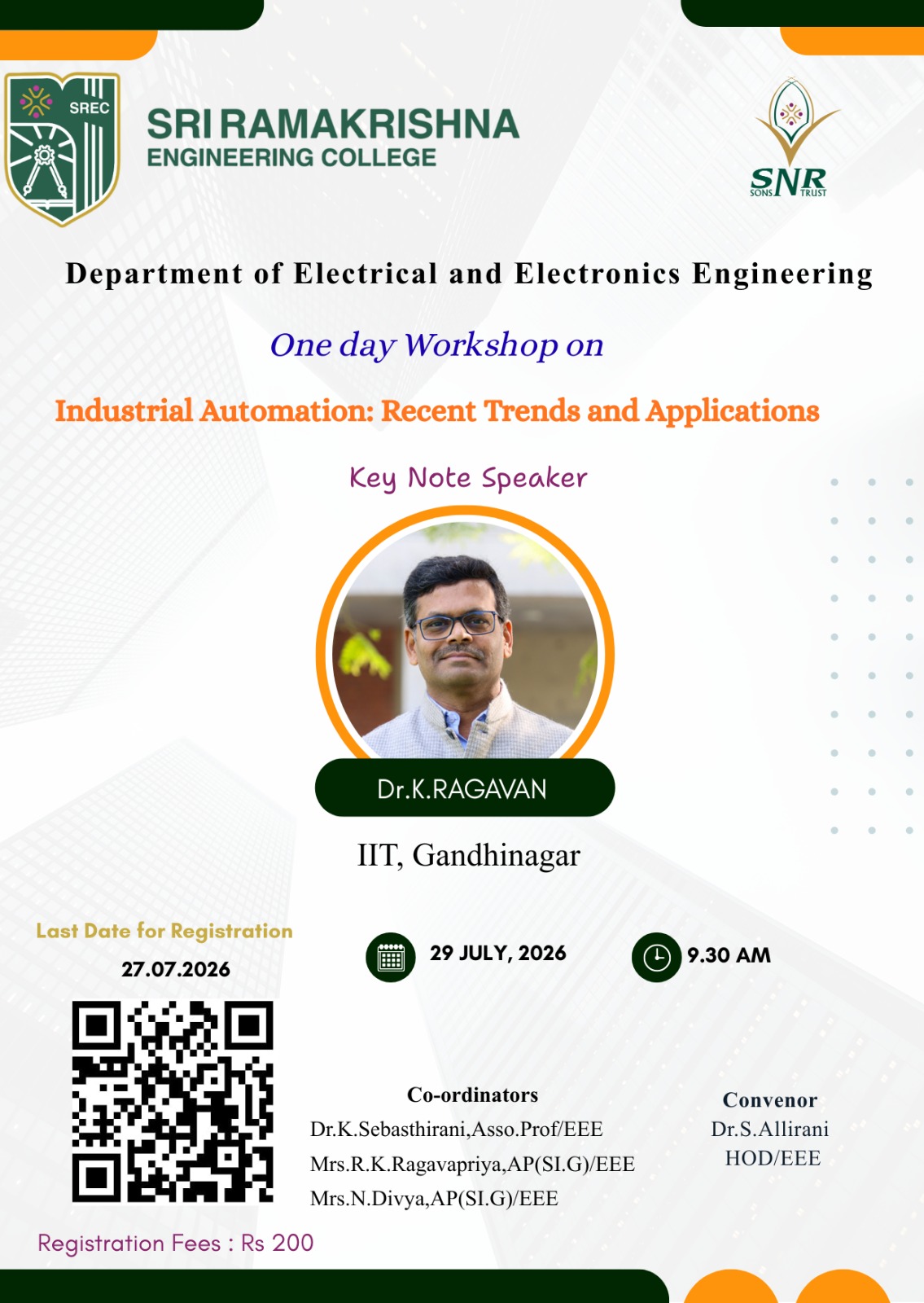 One day Workshop on Industrial Automation: Recent Trends and Applications 2026 Workshop Poster 